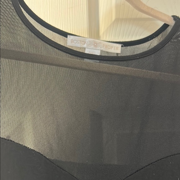 Boston Proper Black Pleated Embellished Bobysuit - Picture 5 of 7